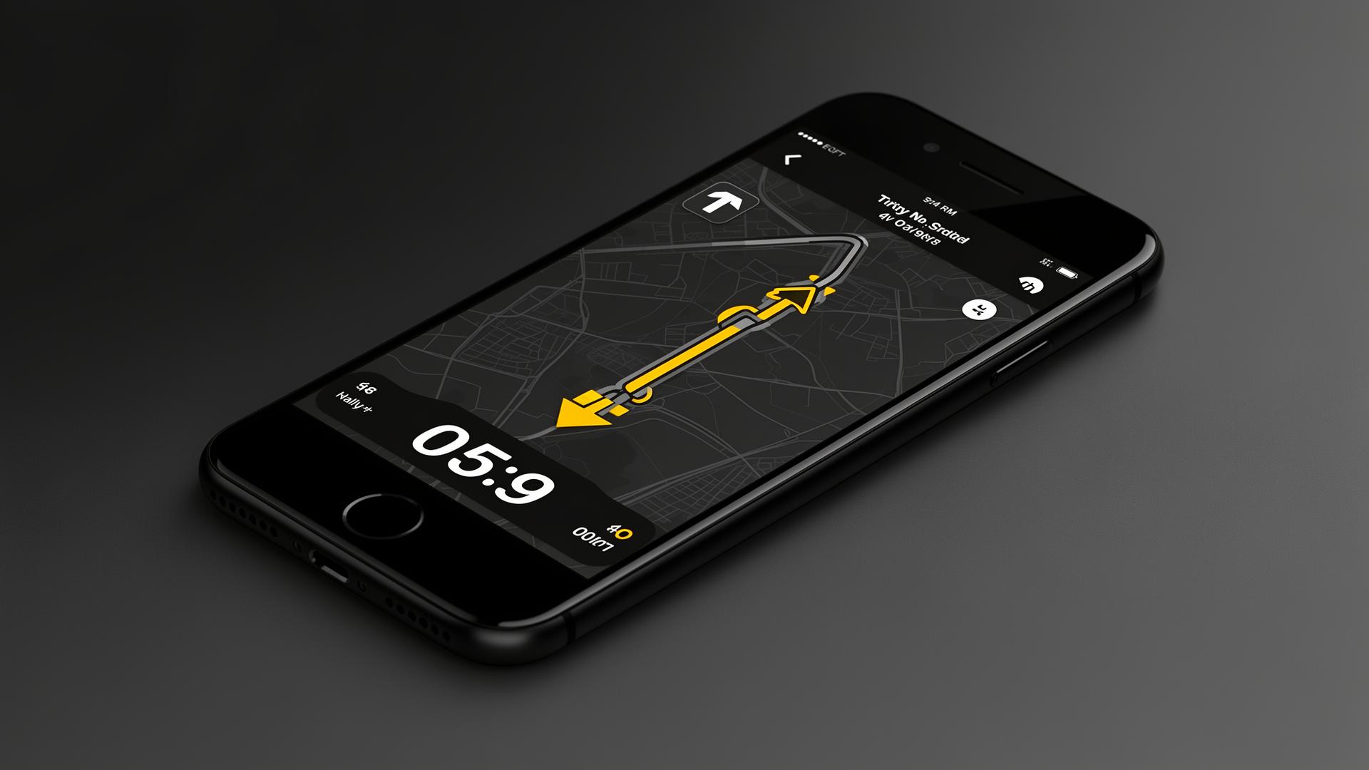 Mode Rallye affiché sur un smartphone noir